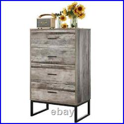 4 Drawer 23.6 W Chest- Classic Gray, Manufactured Wood + Solid Wood Steel