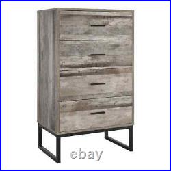 4 Drawer 23.6 W Chest- Classic Gray, Manufactured Wood + Solid Wood Steel