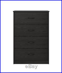 4 Drawer Bedroom Dresser Clothes Storage Chest Organizer Furniture Black Oak New