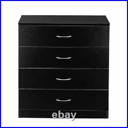 4 Drawer Chest Dresser Wood Dresser Furniture Cabinet Storage for Home Black US