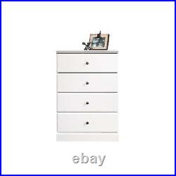 4-Drawer Chest Transitional Metal Wood Composite White Finish Kids Room Sturdy