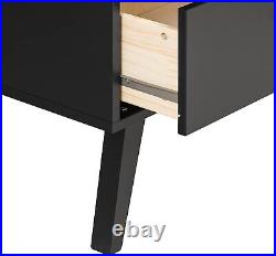 4-Drawer Chest with 1-Door Cabinet Wood Mid-Century Modern Storage Organizer Black