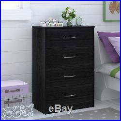4 Drawer Dresser Chest Bedroom Furniture Storage Wood Drawers Black Ebony