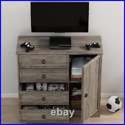 4 Drawer Dresser Chest Cabinet Organizer Wood Storage With doors Bedroom Furniture