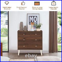 4-Drawer Dresser Chest Cabinet Storage Organizer Rubber Leg Home Decor Walnut