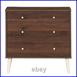 4-Drawer Dresser Chest Cabinet Storage Organizer Rubber Leg Home Decor Walnut