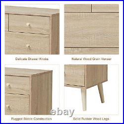 4-Drawer Dresser Chest Cabinet Storage Organizer Rubber Leg WithRail Oak Finish