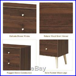4-Drawer Dresser Chest Cabinet Storage Organizer Rubber Leg WithRail Walnut Finish