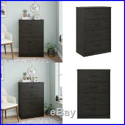 4-Drawer Dresser Chest Clothes Storage Modern Bedroom Cabinet Wood Black Oak