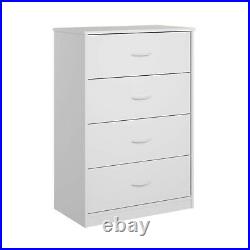 4-Drawer Dresser Chest Clothes Storage Modern Bedroom Cabinet Wood White Finish