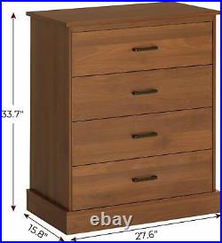 4 Drawer Dresser Chest Clothes Storage for Bedroom modern furniture wooden brown