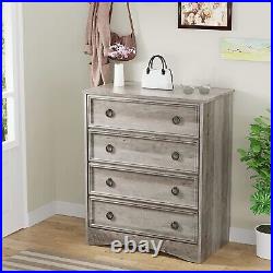 4 Drawer Dresser Chest Shelf Cabinet Storage Home Bedroom Furniture in Gray