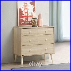4-Drawer Dresser Chest Storage Cabinet Home Organizer withRubber Wood Legs Natural