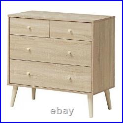4-Drawer Dresser Chest Storage Cabinet Home Organizer withRubber Wood Legs Natural