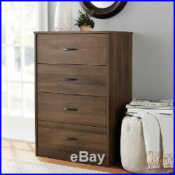 4 Drawer Dresser Chest of Drawers Bedroom Clothes Storage Cabinet Walnut Brown