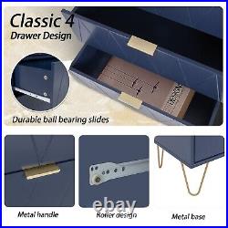 4 Drawer Dresser Drawer Chest Storage Cabinet for Bedroom Living Room Navy Blue