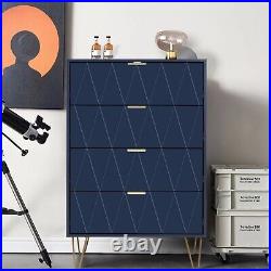 4 Drawer Dresser Drawer Chest Storage Cabinet for Bedroom Living Room Navy Blue