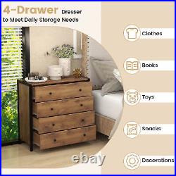 4-Drawer Dresser Modern Chest of Drawers Wooden Storage Dresser Oak
