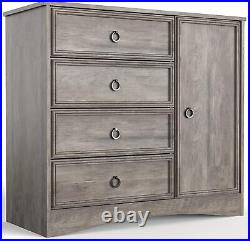 4 Drawer Dresser Nightstand With doors Tall Chest Storage Cabinet Shelf Gray White