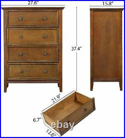 4 Drawer Dresser Solid Wood Dresser Chest Storage Tower Clothes Organizer