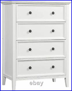 4 Drawer Dresser Solid Wood Dresser Chest with Wide Storage Space Storage White