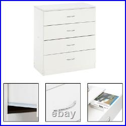 4 Drawer Dresser White Wood Cabinet Clothes Cosmetic Storage Chest Organizer