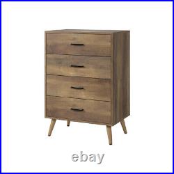 4 Drawer Dresser Wood Chest Of Drawers Rustic Brown Finish Bedroom Furniture