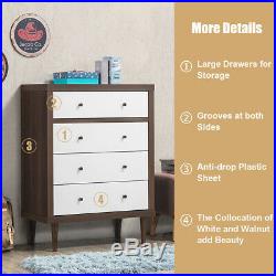 4 Drawer Dresser Wood Chest of Drawers Storage Freestanding Cabinet Organizer