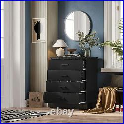 4 Drawer Dresser Wood Chest of Drawers for Home Bedroom Hallway, Entryway Black