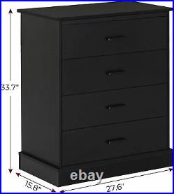 4 Drawer Dresser Wood Chest of Drawers for Home Bedroom Hallway, Entryway Black
