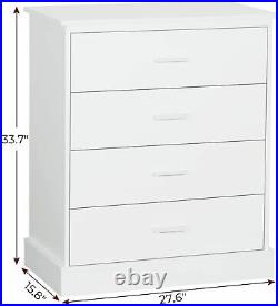 4 Drawer Dresser Wood Chest of Drawers for Home Bedroom Hallway, Entryway white