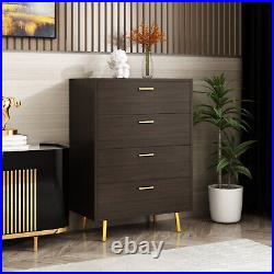 4 Drawer Dresser for Bedroom Handle Gold Wood Storage Chest of Drawer Organize