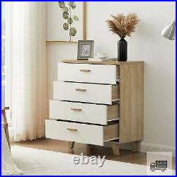 4 Drawer Fine Chest Modern Dresser Cabinet Storage Solid Wood Handle and Stand