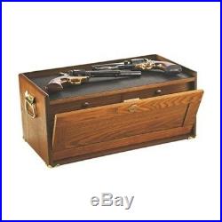 4 Drawer Gun Collectors Cabinet Wood Pistol Chest Lockable Tool Box Trunk Rustic