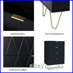4 Drawer Modern Dresser Drawer Chest Storage Cabinet Bedroom Living Room Black