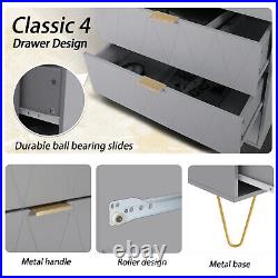 4 Drawer Modern Dresser Drawer Chest Storage Cabinet Bedroom Living Room Gray