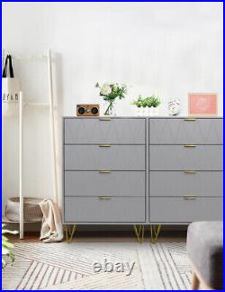 4 Drawer Modern Dresser Drawer Chest Storage Cabinet Bedroom Living Room Gray