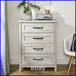4-Drawer Modern Farmhouse Dresser Chest Rustic Gray White Antique Brass Metal