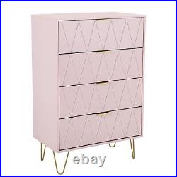 4 Drawer Pink Dresser Drawer Chest Storage Cabinet for Bedroom Living Room