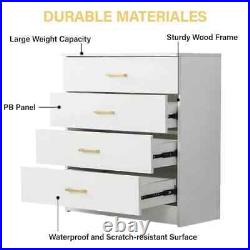 4 Drawer Wood Dressers Modern Storage Chest-White