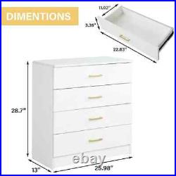 4 Drawer Wood Dressers Modern Storage Chest-White