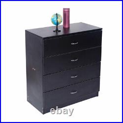 4 Drawers Dresser Black Wood Chest Storage Cabinet for Closet to Storing Clothes
