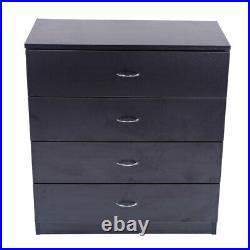 4 Drawers Dresser Black Wood Chest Storage Cabinet for Closet to Storing Clothes