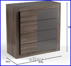 4 High Drawer Dresser Bedroom Night Stand Chest Storage Home Wardrobe Wood Brown