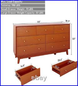 55 Modern Wood 7 Drawer Dresser Organizer, Storage Cabinet for Bedroom, Closet