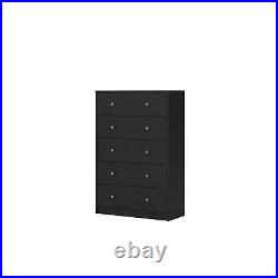 5 Drawer Chest Black Nightstand Storage Cabinet Bedroom Dresser Entryway Chest
