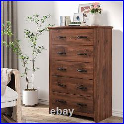 5 Drawer Chest Storage Dresser Tall Cabinet Organizer Bedroom Hallway Walnut