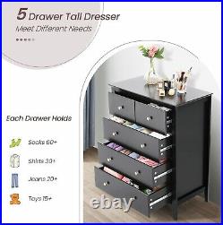 5 Drawer Chest, Tall Chest of Drawers Closet Organizers &Storage Clothes EZ-Pull