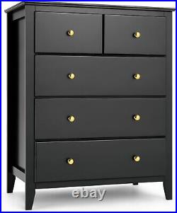 5 Drawer Chest, Tall Chest of Drawers Closet Organizers &Storage Clothes EZ-Pull