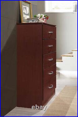 5-Drawer Chest Wood Bedroom Furniture Storage Dressers Nightstand Organizer New